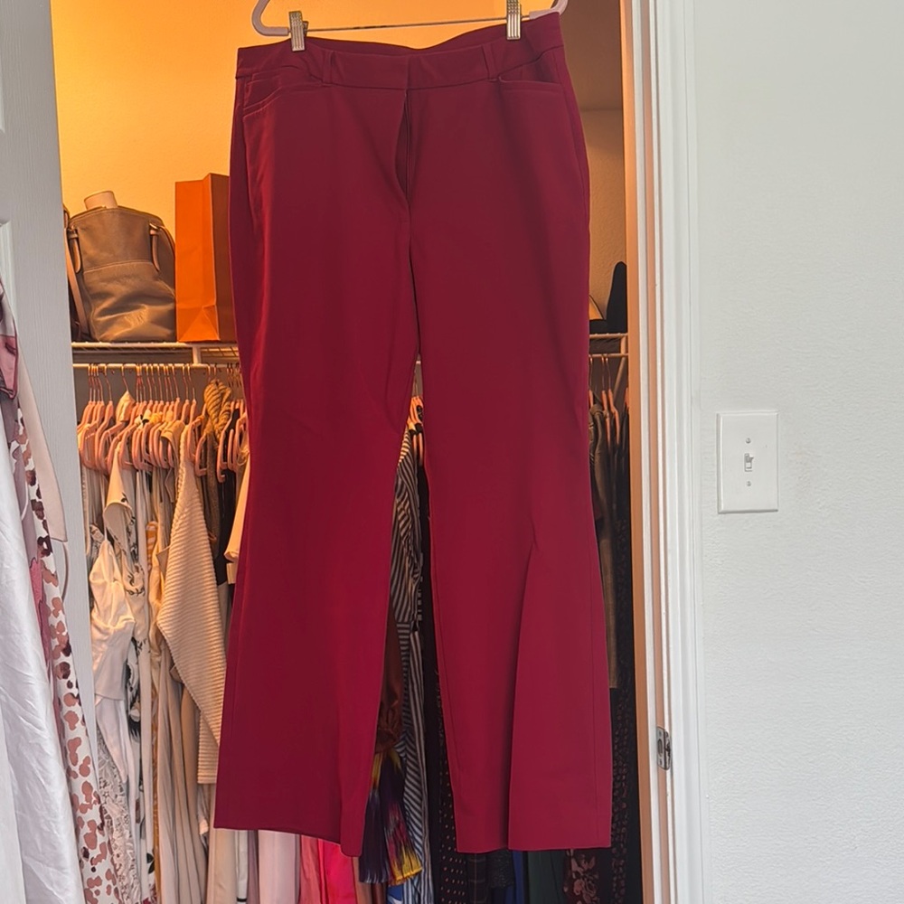 White House Black Market Red Boot Cut Flare Pants